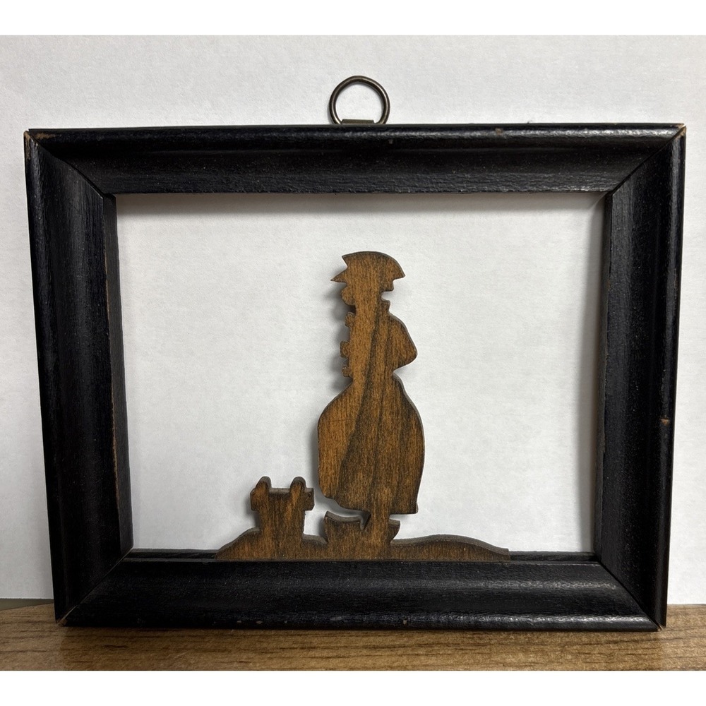 Vintage Small Wooden Silhouette Art Framed‎ 5"x4"